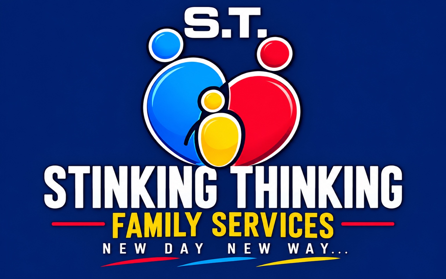 Stinking Thinking Family Services navy blue logo